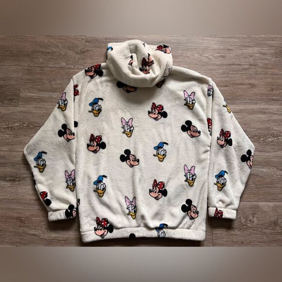 Disney Minnie Mouse & Friends Sweater Allover Graphic Prints Soft Fleece Hoodie - Picture 2 of 6